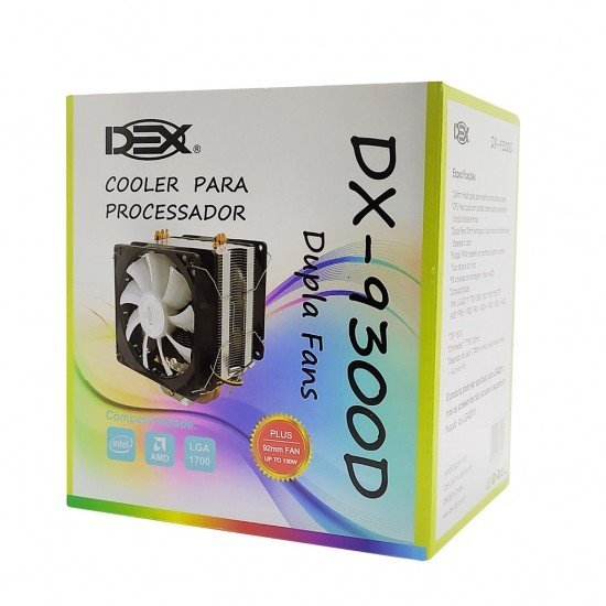 Air Cooler CPU Universal DEX, Processador Intel / Amd, Fan Duplo LGA1700 2011 Am3+ Am4 – DX-9300D