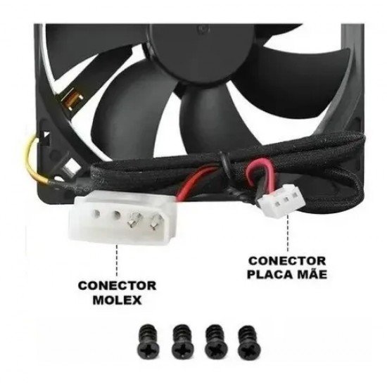 Cooler Fan Dex DX-12C, Preto, 120mm, Gabinete Ventoinha