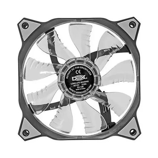 Cooler Fan Dex DX-12B, LED Branco, 120mm, Gabinete Ventoinha