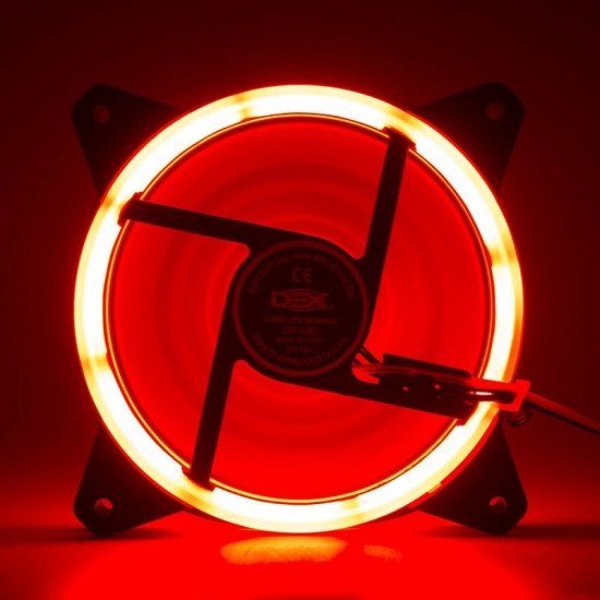 Cooler Fan Dupla Face DEX, DX-12D, Vermelho 30-LED, 120mm, Gabinete Ventoinha