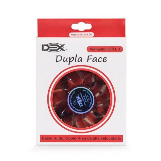 Cooler Fan Dupla Face DEX, DX-12D, Vermelho 30-LED, 120mm, Gabinete Ventoinha