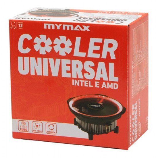 Cooler CPU Universal Intel e Amd Mymax, MYC/CCHX12-RD - LED Vermelho, 120mm