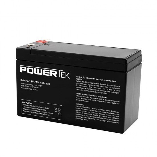 Bateria Powertek 12V 7Ah para Nobreak, Preto - EN013