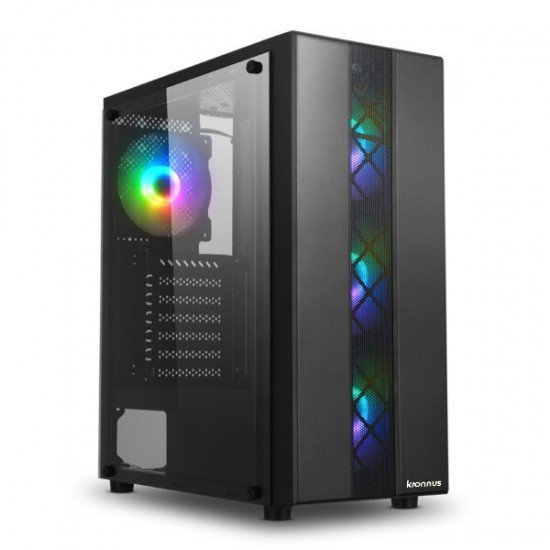 Gabinete Gamer Kronnus 320-2, Lateral Em Vidro Temperado, 3 Fan RGB, USB 3.0 ATX, Preto - KRCH32020G (Sem Fonte)