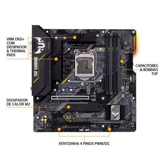 Placa Mae Asus TUF Gaming B460m-Plus, LGA 1200, mATX, DDR4