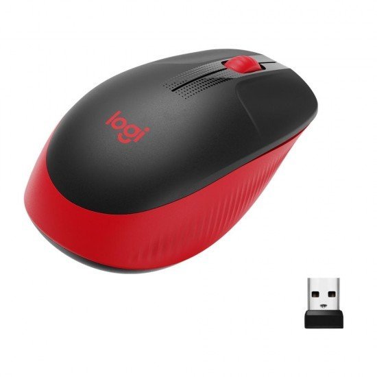 Mouse Logitech, Sem Fio, M190, Ambidestro, Pilha Inclusa, Vermelho