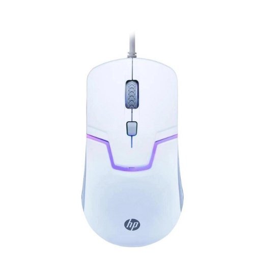 Mouse Gamer HP, M100, USB, 1600DPI, Branco/Cinza, LED