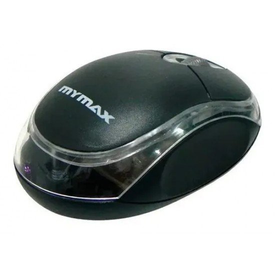 Mouse Básico Mymax, Mouse Neon, 800DPI, USB, Preto