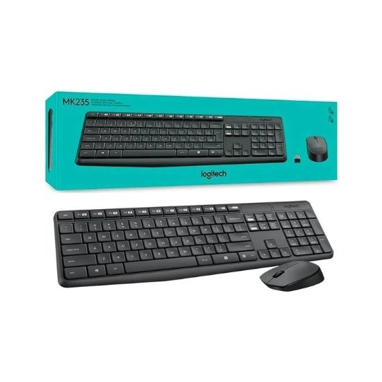 Kit Teclado e Mouse sem fio Logitech MK235, USB, Pilhas Inclusas e Layout ABNT2