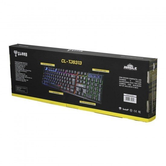 Teclado Gamer Clanm CL-TJ8313, ABNT2 - LED Rainbow, USB